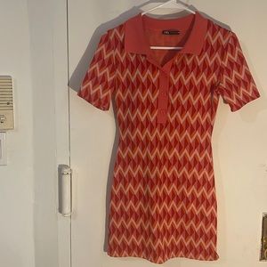 ZARA Small Chevron Collared Dress